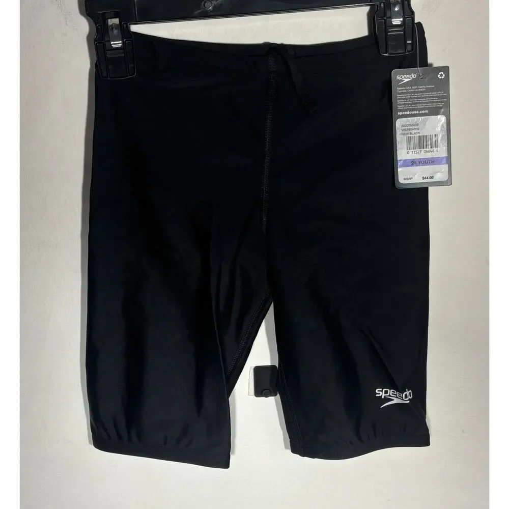Speedo PowerFLEX Eco Youth 26 Jammer Black Competition Swim Shorts NWT